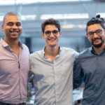 A Smartex AI camera system inspecting textile rolls in a factory to detect defects and reduce waste.