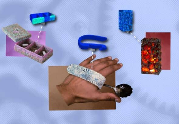 MechStyle AI 3D printing personalized durable objects including a pillbox, hook, and lamp