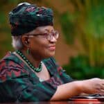 WTO Chief Ngozi Okonjo-Iweala speaking at the World Economic Forum in Davos