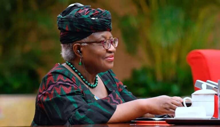 WTO Chief Ngozi Okonjo-Iweala speaking at the World Economic Forum in Davos