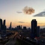 Iranian drone intercepted near Israeli embassy at Bahrain Financial Harbour Towers in Manama during regional conflict escalation